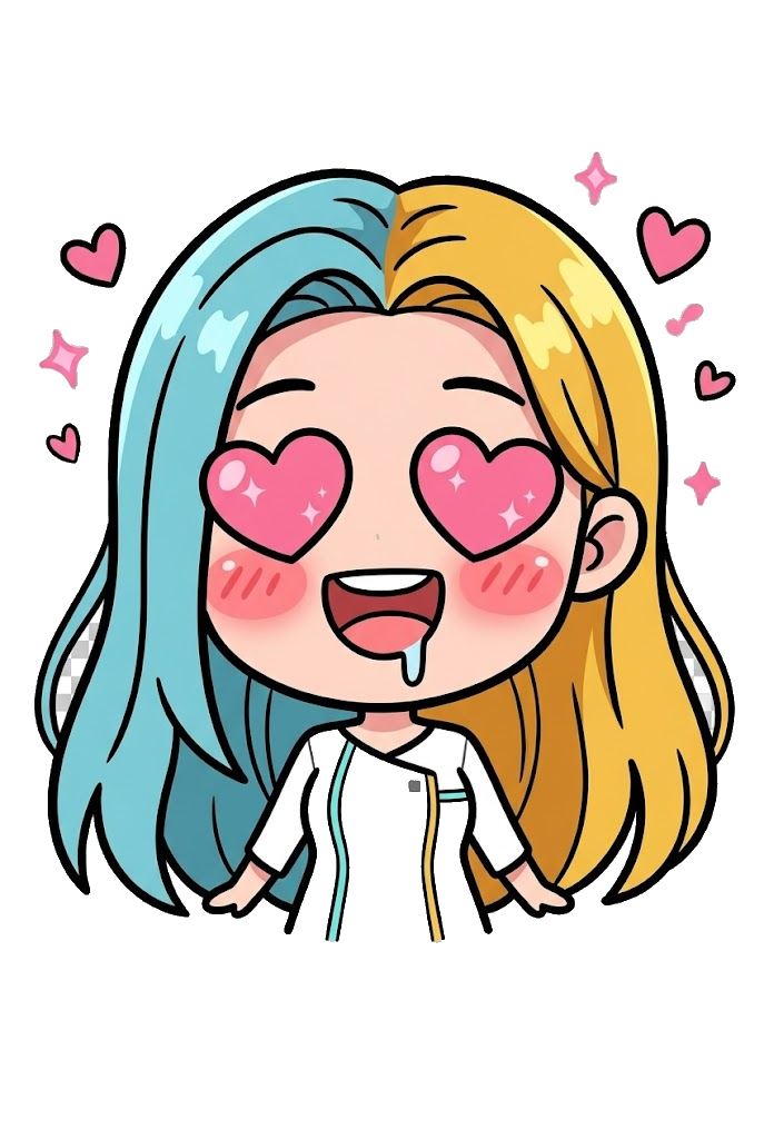 Character with heart eyes